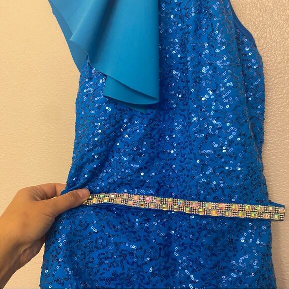 WEISSMAN Elite Dance Costume aqua blue rhinestone Heat Wave SQ13216 SA adult - Picture 3 of 11